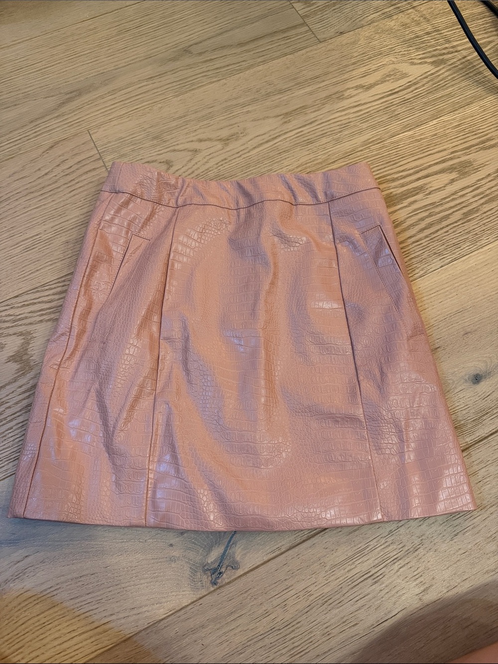 Altar'd State Blush Croc-Embossed Mini Skirt